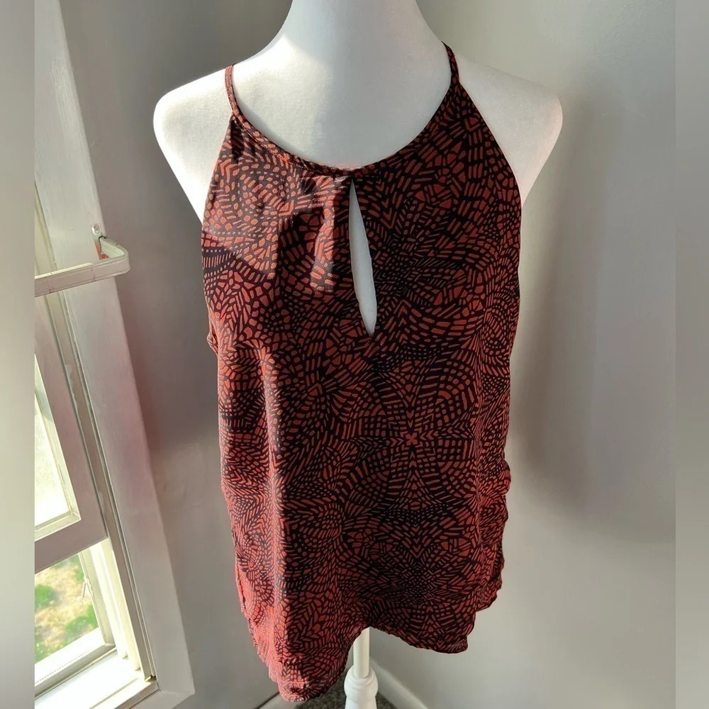 Banana Republic Red and Black Patterned Halter Tank Top